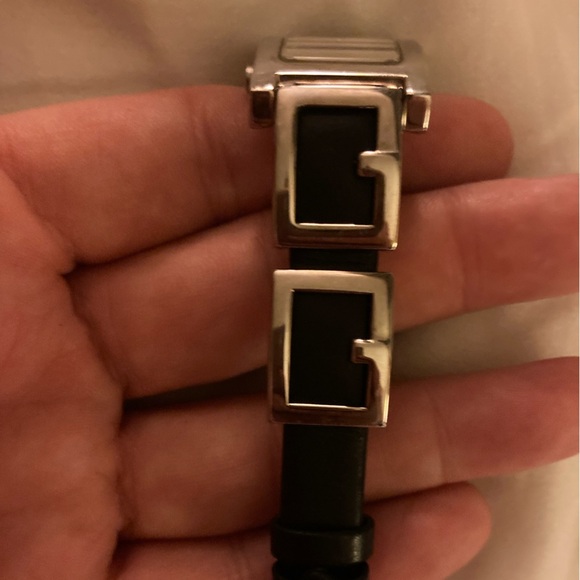 Guess Silver and Black Vegan Leather Rectangular Watch - Picture 2 of 4